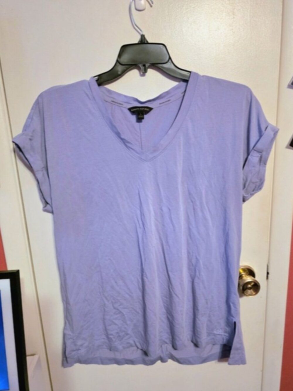 Women's Purple Large Cap Sleeve V-neck Style Top